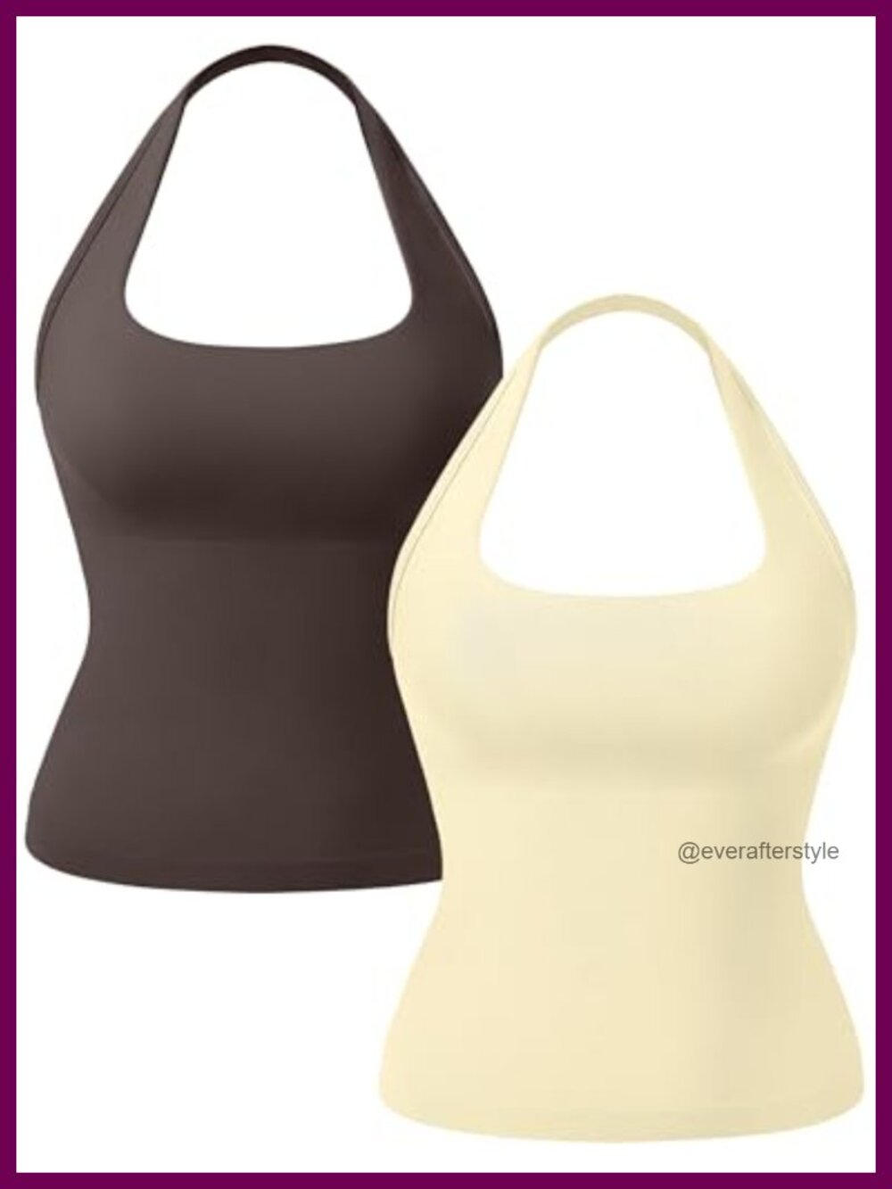 Seamless Halter Workout Tank Top with Built-in Bra Square Neck Backless